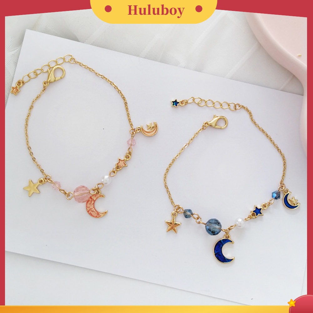 Hu Hu Hu Hu Hu Alat Bantu Pasang Kacamata♡ Gelang Bangle Mutiara Imitasi Dengan Charm Bulan Bintang Untuk Wanita