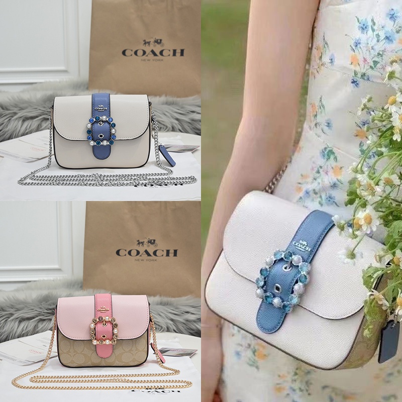 COACH c3415 tas wanita baru Gemma flap shoulder bag/tas selempang/tas persegi kecil