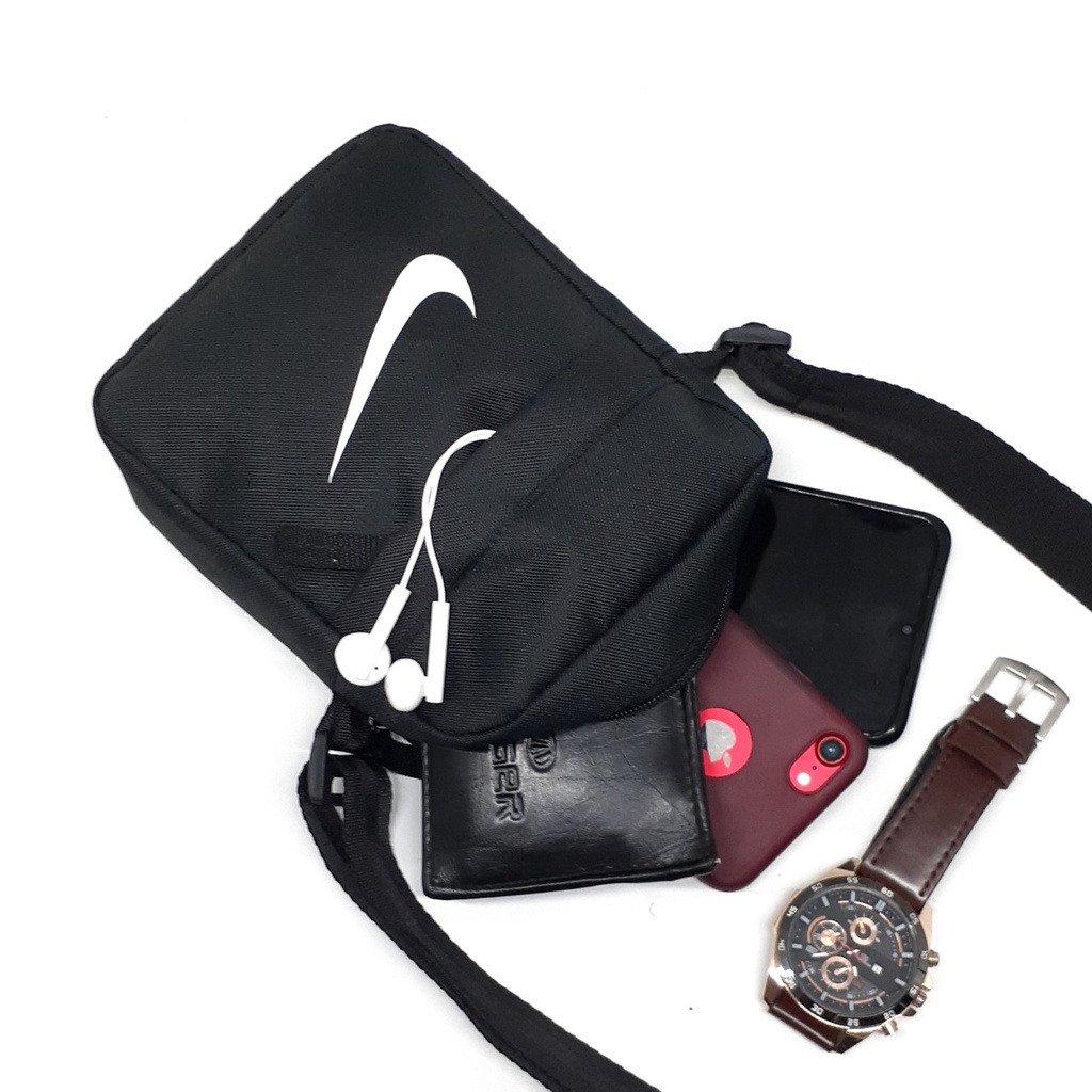 LOKAL [ALESHA] Tas Selempang Pria Kasual Polos Hitam Slempang Cowok Keren Slingbag Bahu Pria [DAN]