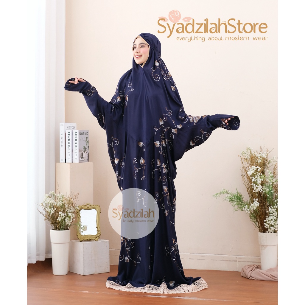 SYADZILAH - Mukena Terusan Dewasa Bordir Maryam Katun Rayon