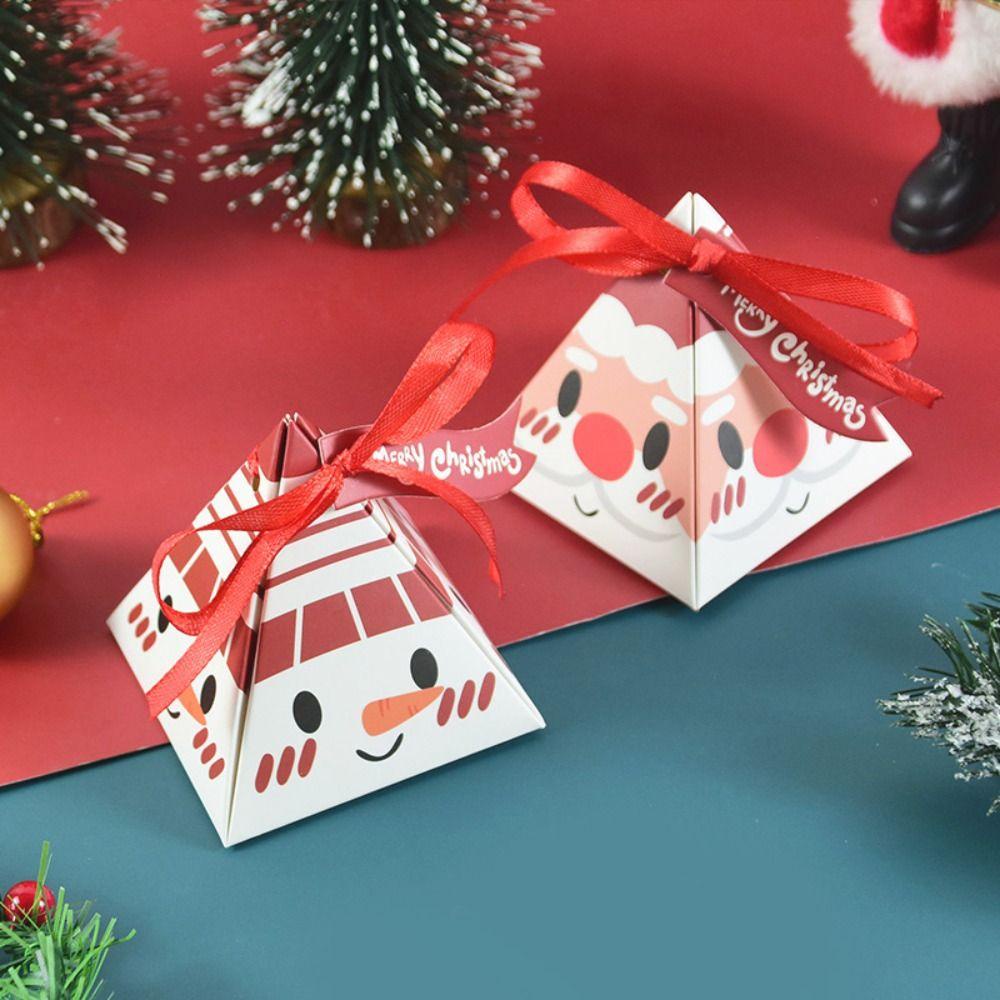 Preva 10pcs Red Candy Box DIY Party Decor Perlengkapan Natal Santa Claus Kotak Kertas