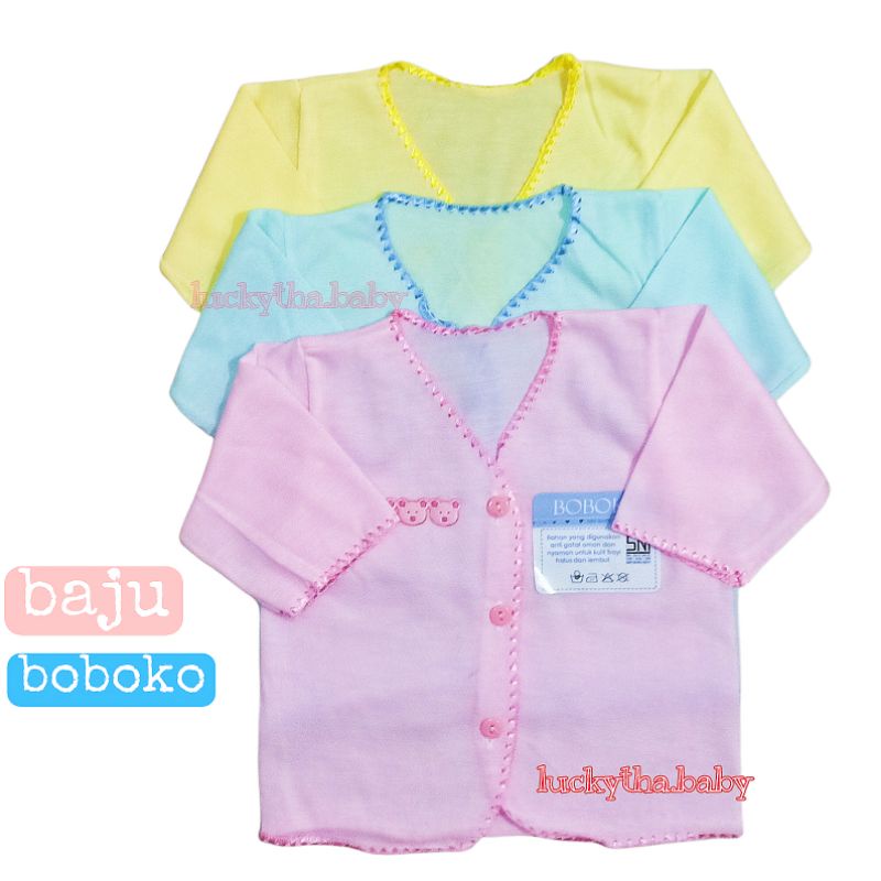 3pc_baju bayi panjang 100% cotton polos boboko / baju panjang boboko /baju boboko neci panjang polos