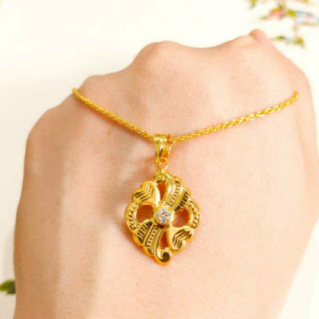 Bagus Liontin Arab Permata Putih Emas asli Hadiah Teman