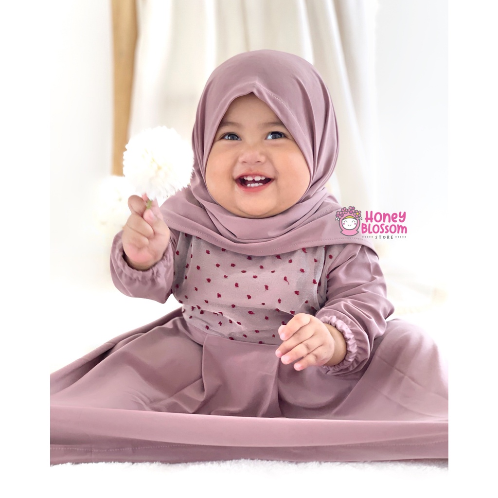 HONEYBLOSSOM gamis bayi perempuan tile organza / gamis bayi cantik alesha 1-5 tahun