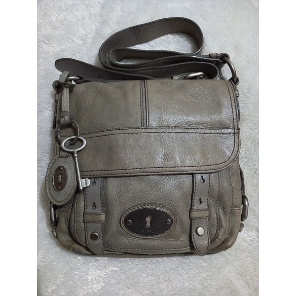 tas fossil maddox flap messenger crossbody taupe preloved