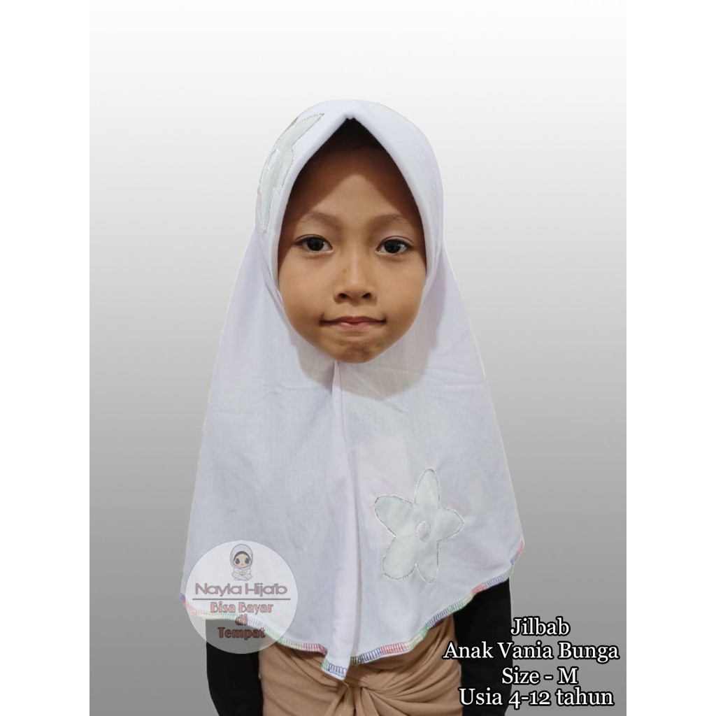 Jilbab Instan Anak Vaniia KW Size M Kerudung Sekolah Anak Bunga Ceplok Nayla Hija'b