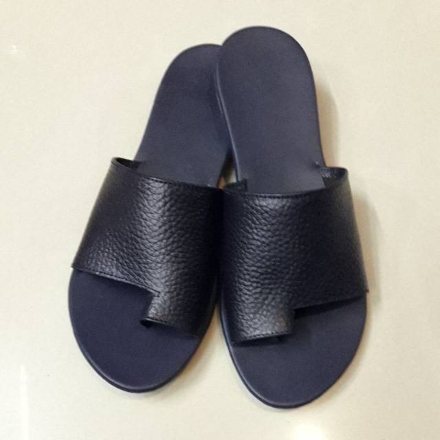 SANDAL KULIT GARUT JEPIT JEMPOL BIRU DONGKER
