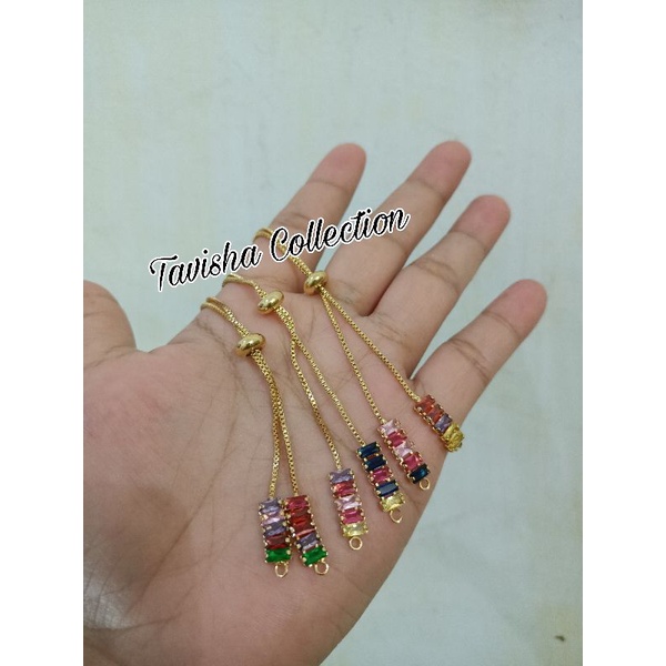 Gelang serut italy batu kotak rainbow/ batu kotak gradasi