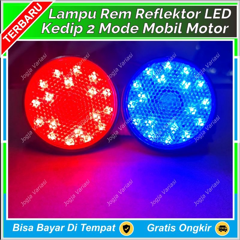 LAMPU REFLEKTOR MATA KUCING LED REM LEDIP UNIVERSAL MOBIL MOTOR BULAT TEMPEL