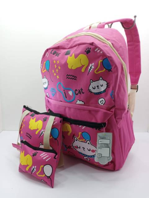 Tas Ransel Sekolah Dompet + Tas organizer