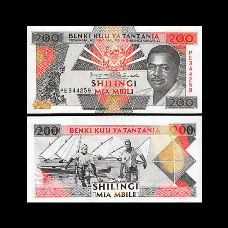UANG TANZANIA 200 SHILLINGS 1993 UNC PRESIDENT HASSAN MWINYI
