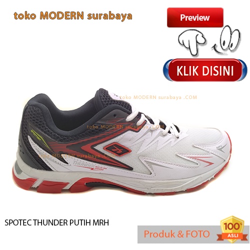 UKURAN JUMBO Sepatu pria olahraga sneakers tali SPOTEC THUNDER PUTIH MRH