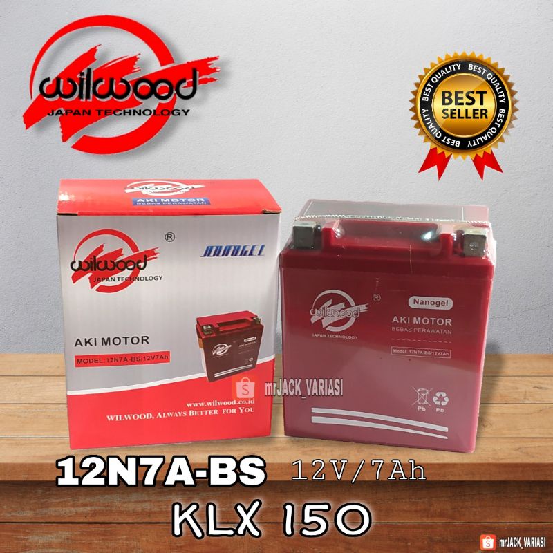 Aki Kering MF Kawasaki KLX 150 Accu MF type 12N7A-BS/12V7Ah Wilwood Nanogel Technology