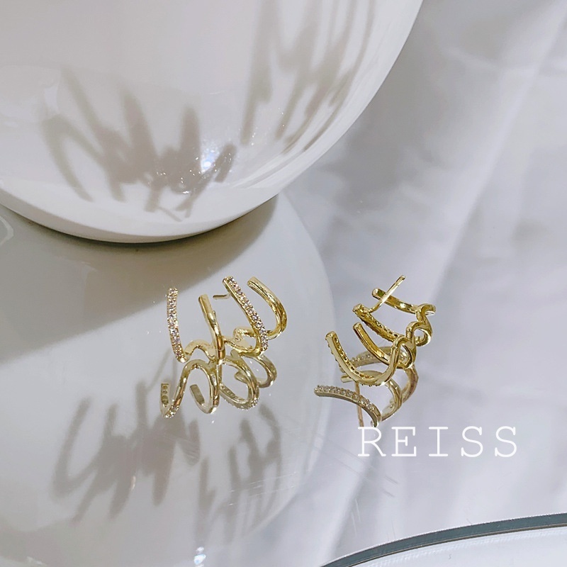 Anting Tusuk Gantung Bahan Sterling Silver 925 Desain Geometri 4 Efek Gaya Korea Untuk Wanita