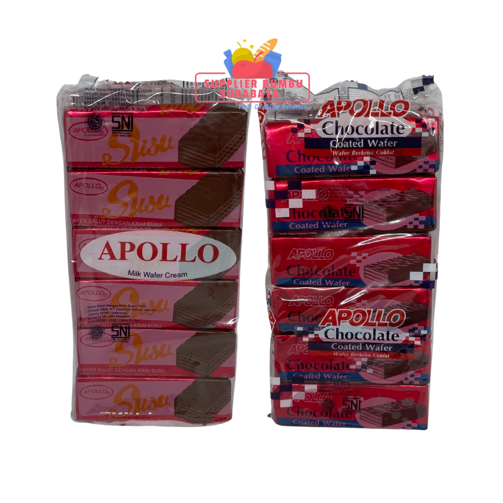 Apollo Wafer Coklat Susu Milk Chocolate 144g isi 12 pcs