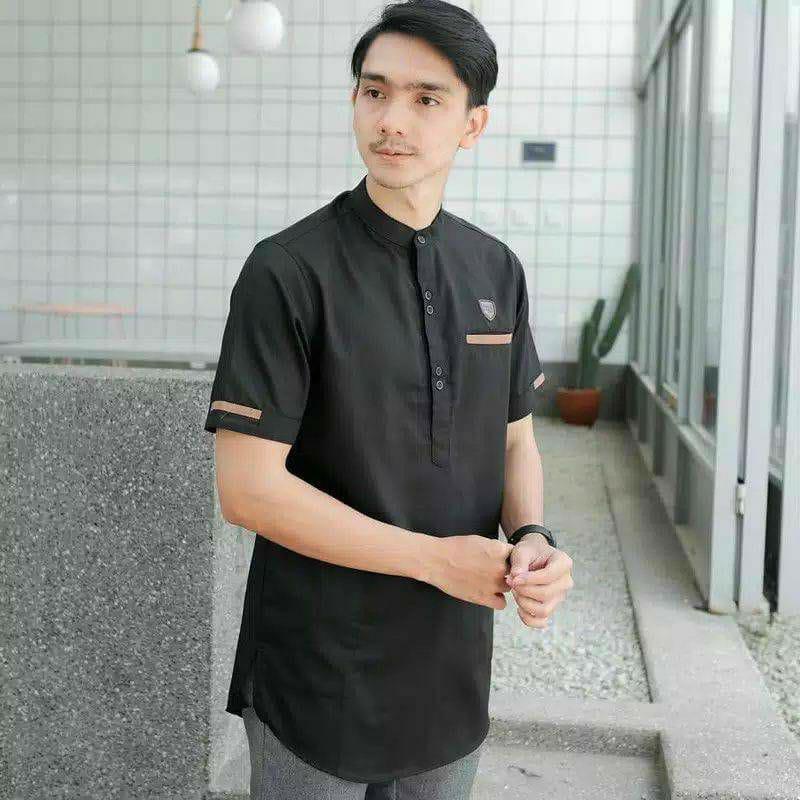 Baju Muslim Koko Kurta Pria Dewasa Polos Lengan Pendek Katun Adem Premium Terbaru