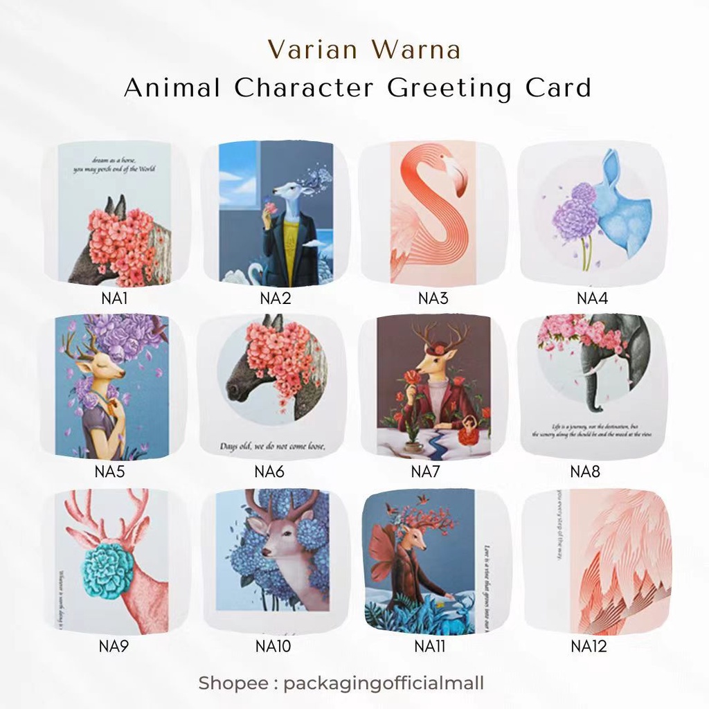 

ANIMAL CHARACTER GREETING CARD / Kartu Ucapan / Kartu Ulang Tahun / Cellophane / Kertas Bunga/ Kertas Import / Florist Supply / Bunga Kering / Kertas Kado / BI / OPP / Paper / Tissue Paper