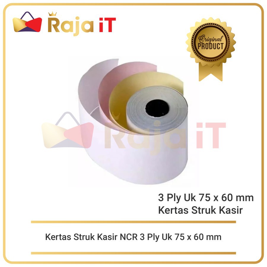 

Kertas Struk Kasir NCR 3 Ply Uk 75 x 60 mm TELSTRUK 75x60 Paper Roll (10 Roll)