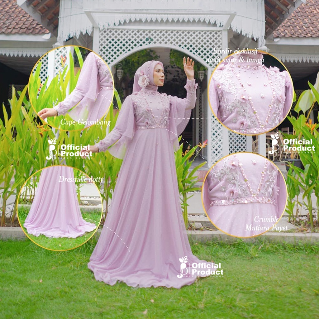 Seroja Dress - Dress Code Kondangan Lamaran Pernikahan Mewah Gamis Brokat tile  XL XXL Ld 120-130
