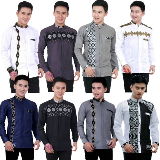 Baju koko lengan panjang | Koko Batik pria | Baju Koko Dewasa | Koko Batik Kombinasi | Koko batik Te