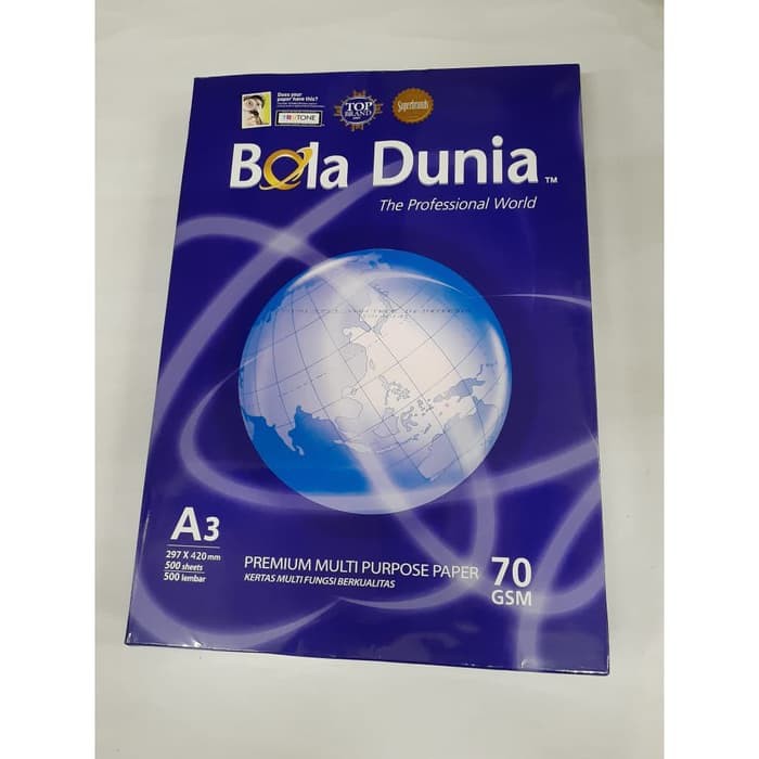 

KERTAS HVS BOLA DUNIA A3 70 GRAM | PRINT PAPER | ATK