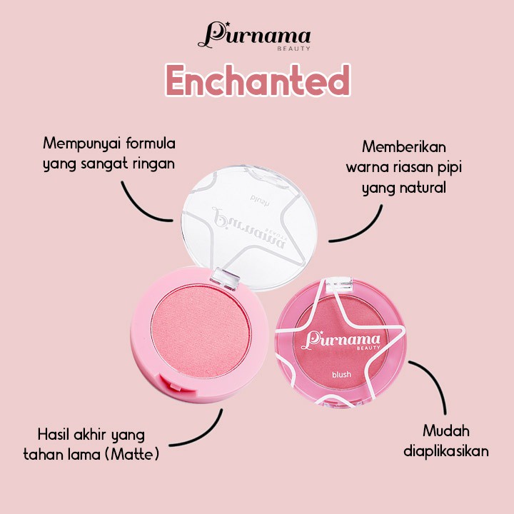 Purnama Beauty Blush On Powder - Enchanted Make Up Wajah Blush On Matte Kosmetik Murah