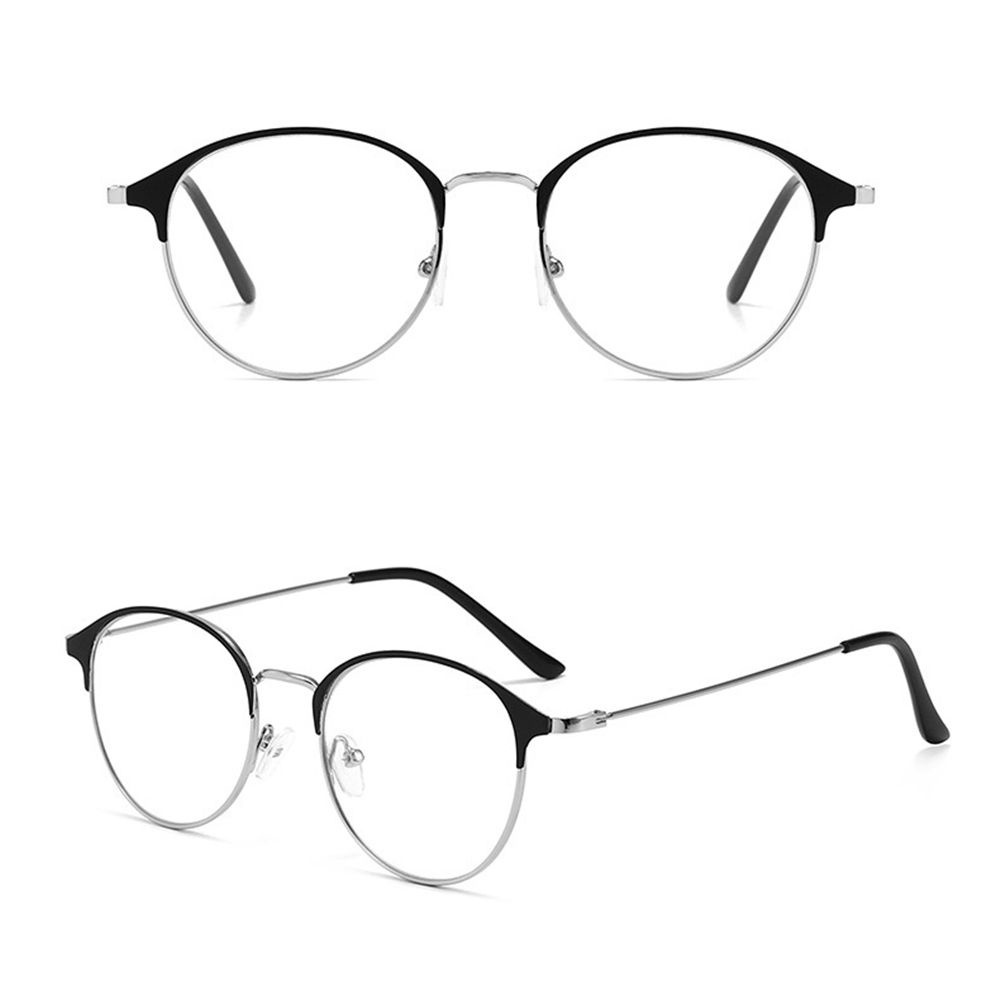 Kacamata Optik Lensa Minus 1.0-4.0 Frame Metal Bulat Ultra Ringan Untuk Pria / Wanita