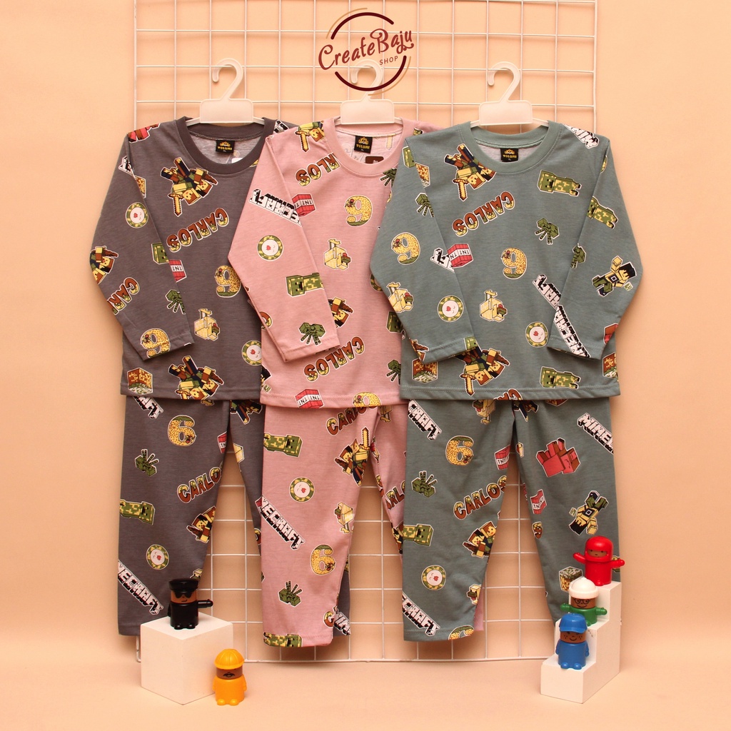 PIYAMA KAOS ANAK LAKI 1-7 TAHUN MINECRAFT BAJU TIDUR ANAK LENGAN PANJANG TERMURAH