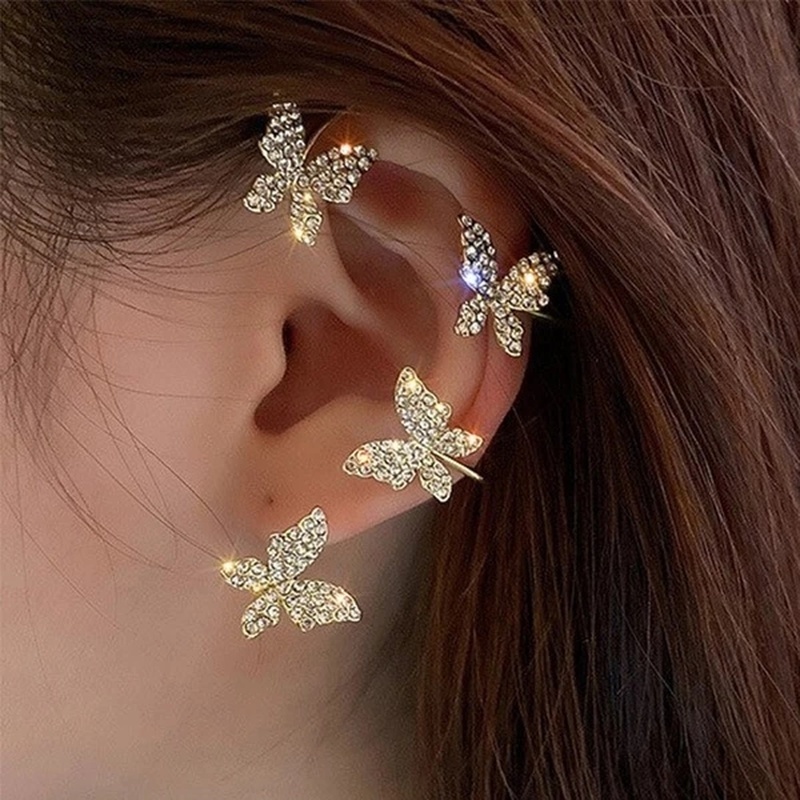 Anting Kait Model Lengkung Warna Emas Perak Untuk Wanita