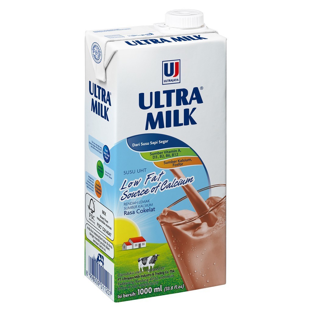 

Ultra Milk Susu UHT Low Fat Rasa Coklat 1000 ml