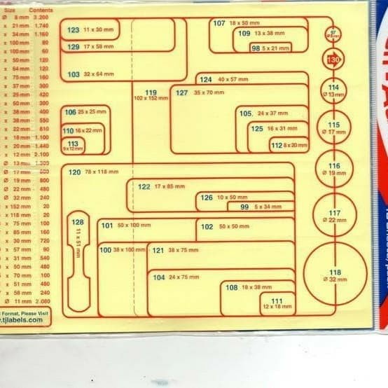

tulis-alat-paket- label t&j / self adhesive no. 103 isi 10 lb -paket-alat-tulis.