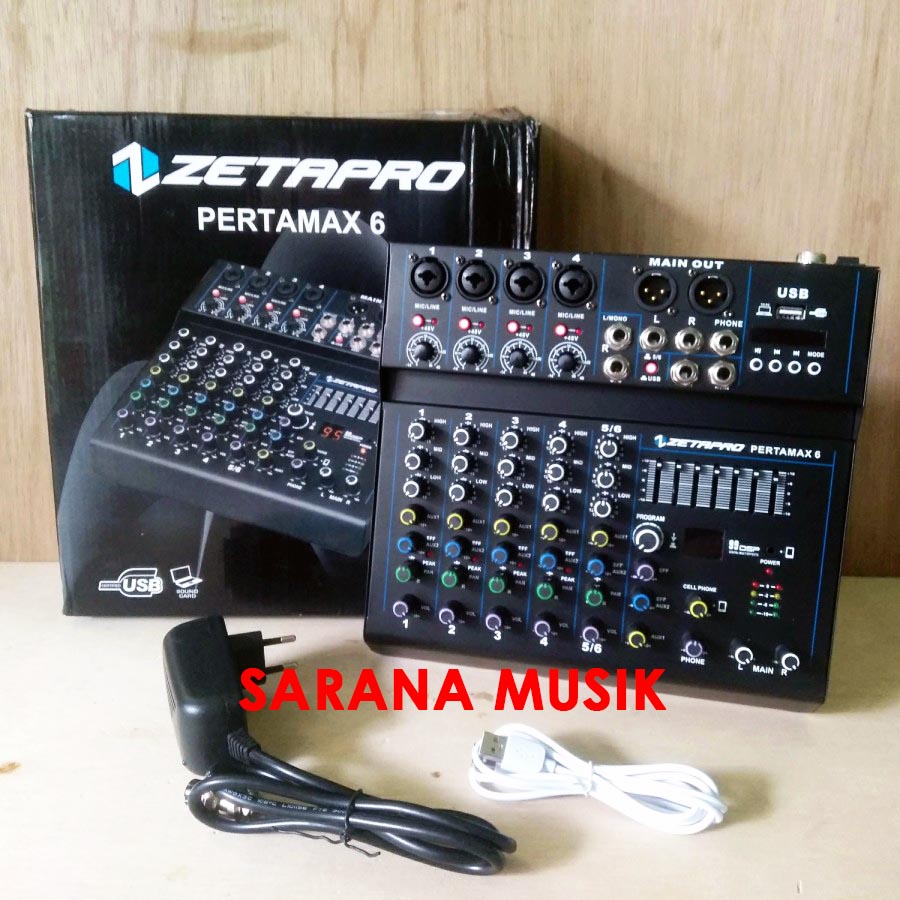 Mixer Zetapro Pertamax 6 Bluetooth Soundcard 2 Aux Original 6 Channel