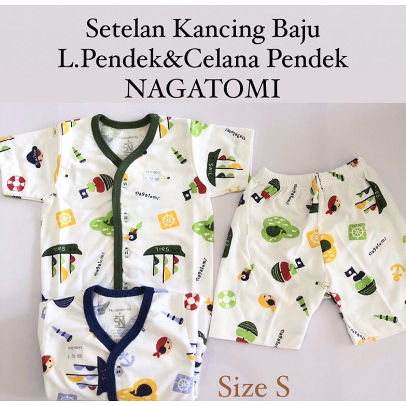 NAGATOMI Setelan Kancing Celana & Baju Pendek Anak Ukuran S