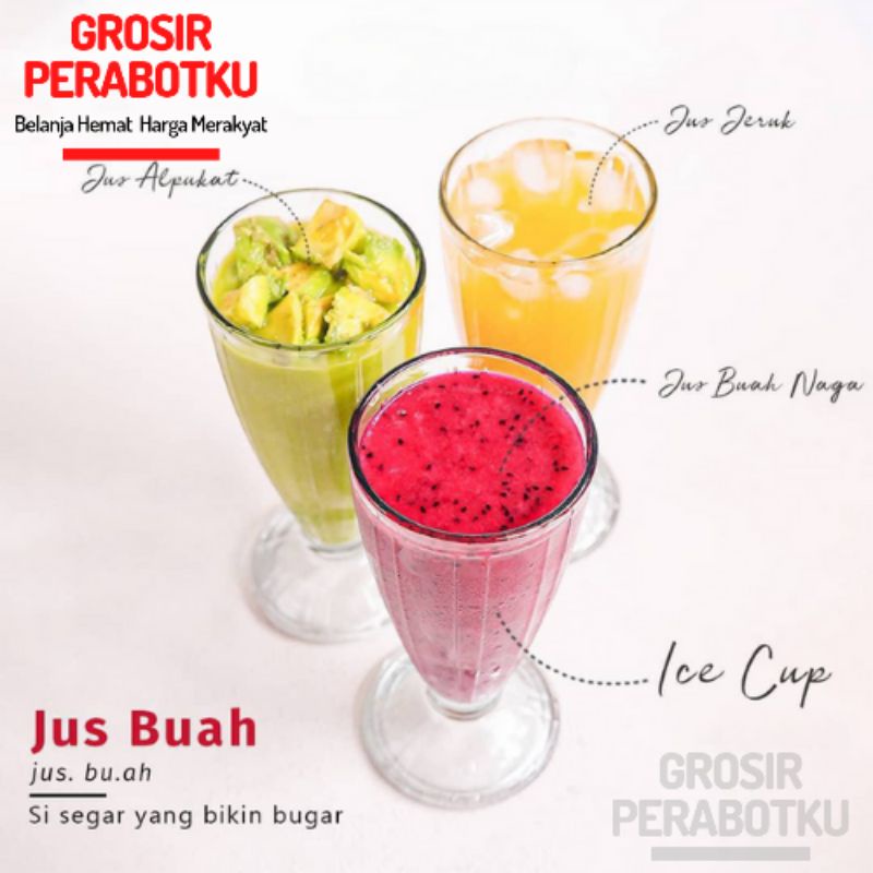 Gelas Jus Buah Kaca Tinggi 350ml | Gelas Juice Kaki | Gelas Es Jus Kaca