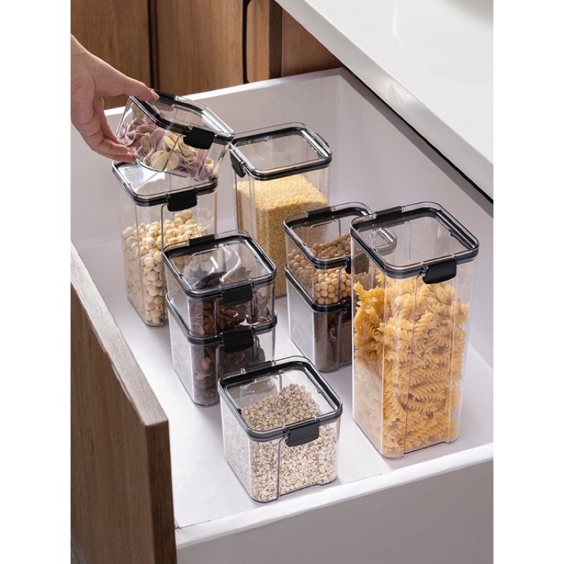 [ctshop1] Toples Kotak Snack Kedap Udara Penyimpanan Bening Cereal Kontainer Makanan Food Storage Jar Container