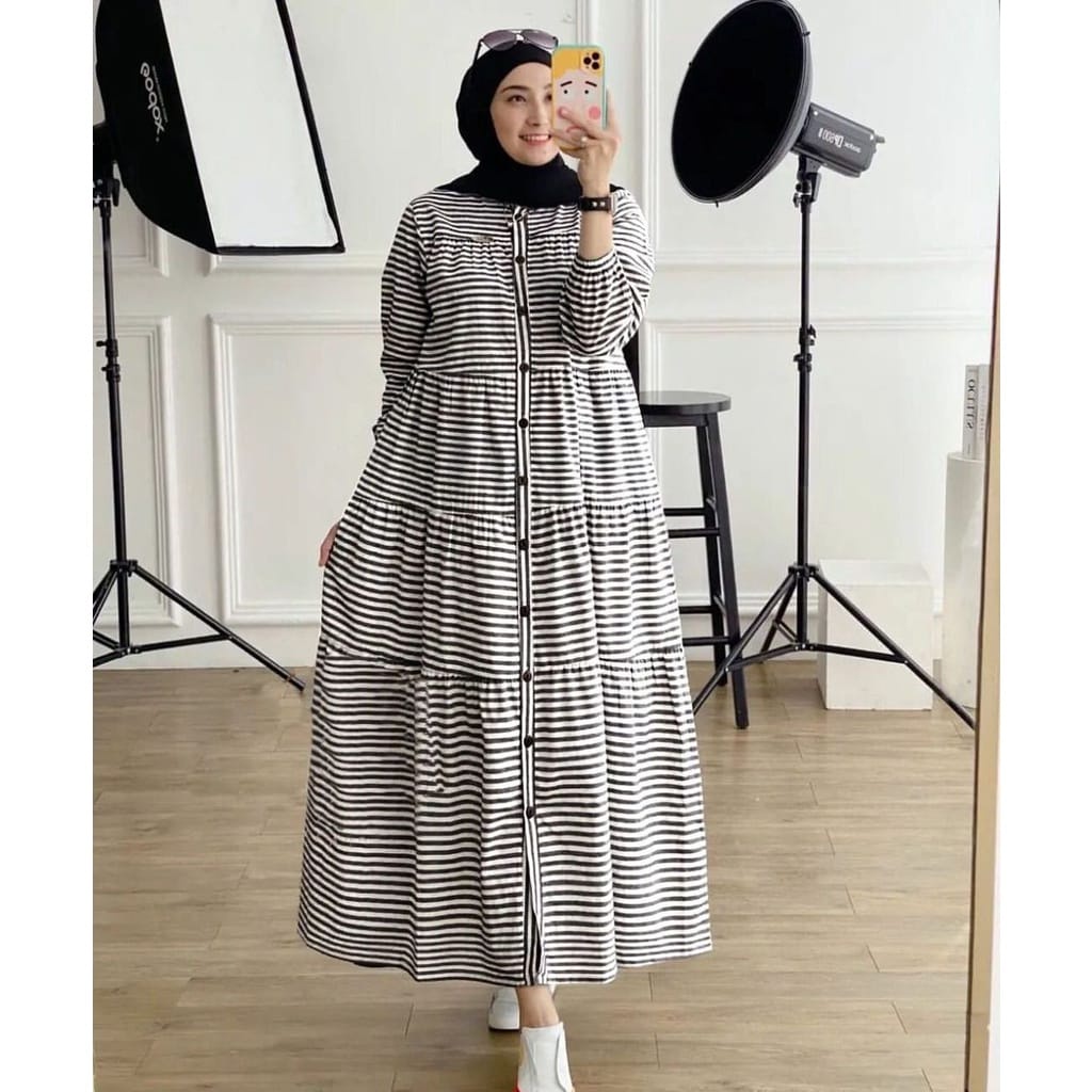 AQILA DRESS- midi dress / dress wanita / dress midi / casual dress / dres katun salur