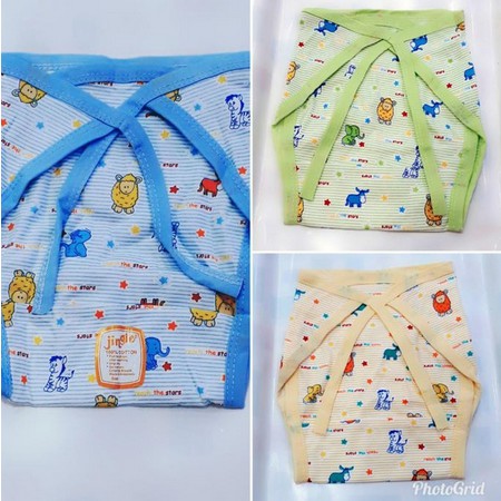 Popok Bayi cotton Popok tali ikat JINGLE PRINT 12pcs/ Popok kain