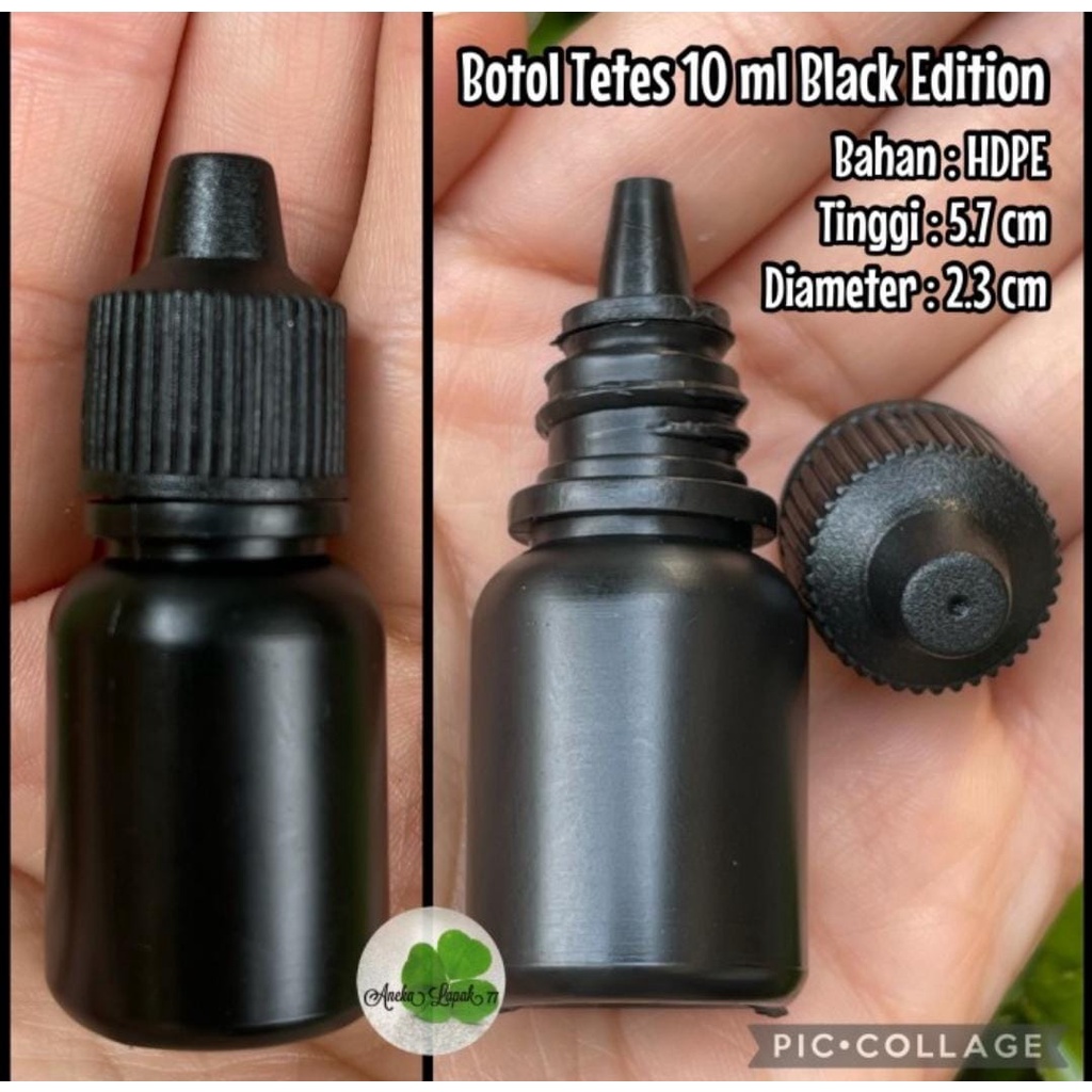 Botol Tetes HITAM 10 / 15 ml botol tetes HDPE tahan bahan kimia