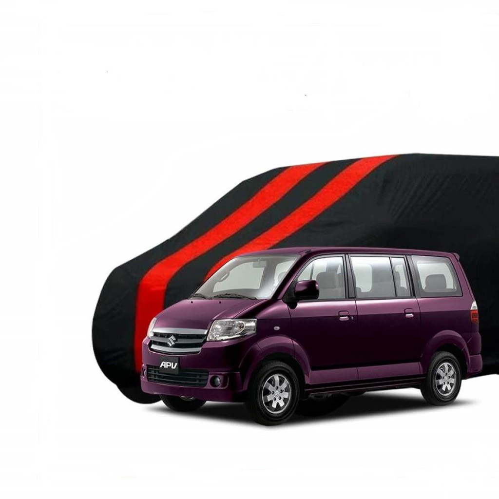 Body Cover Suzuki APV Warna Hitam List Merah Selimut Sarung Mobil