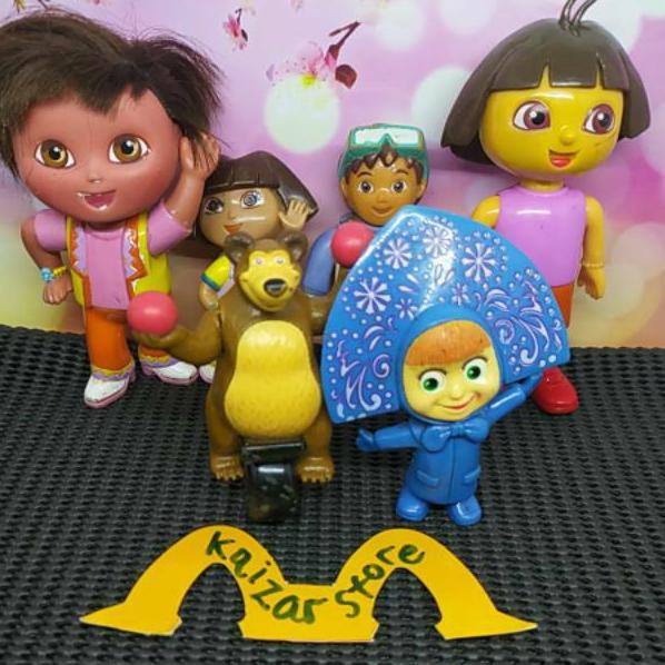 RO Mainan Figure Masha and The Bear dan Dora The Explorer Anak marsha dan beruang film mcd original