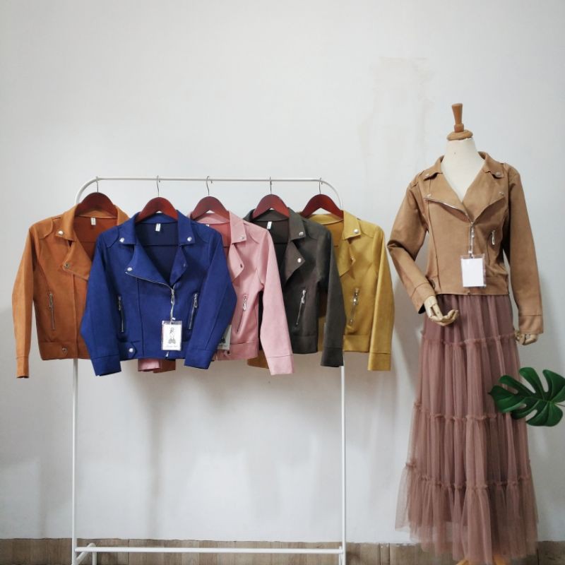 Jaket suede asesoris kancing London Girl import bkk bangkok hk chn china