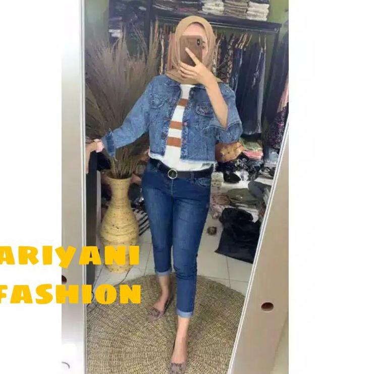 YYMQ JAKET JEANS CROP WANITA CEWEK CEWE RAWIS Jaket JINS DENIM murah MQ71 (Terkini)