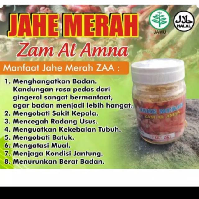 

ISI 50 gr JAHE MERAH ZAM AL AMNA