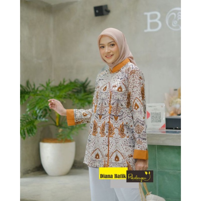 TERBARU Atasan Batik Wanita Kantor Modern Lengan Panjang Motif Terlaris Katun M L XL XXL XXXL