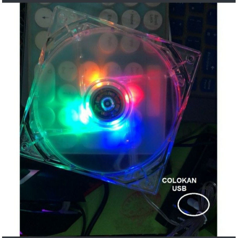 SKU-1221 FAN CASING USB 12 CM TRANSPARANT KIPAS LED 12 CM  TRANSPARAN