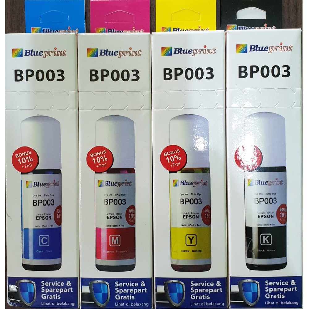 Blueprint Tinta Epson 72ml for Tinta Printer Epson 003 Black Cyan Magenta Yellow L1110 L3110 L5190