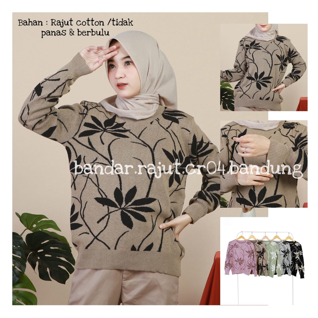 SWEATER RAJUT BAHAN COTTON/MOTIF BUNGA BRANDED 12 GATE