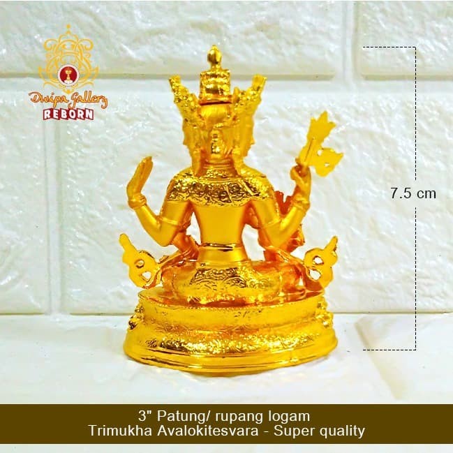 3&quot; Patung/ Rupang Logam Trimukha Avalokitesvara - Super Quality