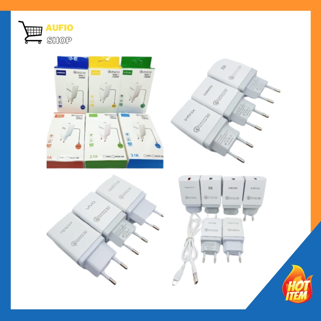 CHARGER Oppo Samsung Xiaomi Vivo MODEL-A80 QUALCOMM QUICK CHARGER 3.1A - Putih 1 Usb