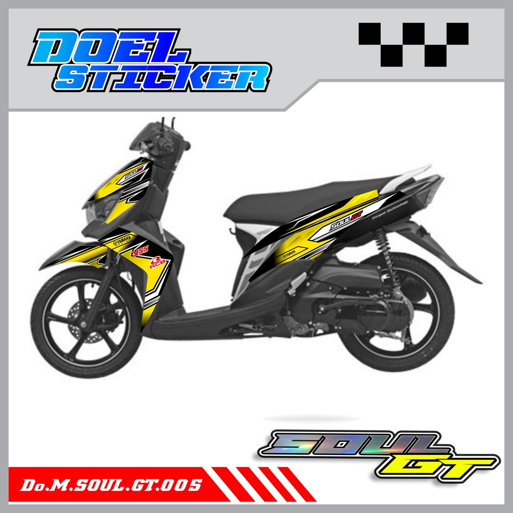 Sticker Striping Yamaha MIO SOUL GT List Variasi Hologram , Crome Doel 005